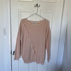 Rumored Pink Knit Asymmetrical Buttoned Sweater